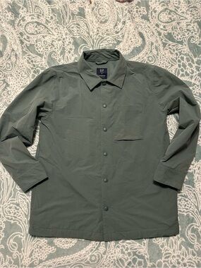 GAP TEEN Windbreaker Size XXL Teen Jacket Snaps Olive Sage Green Quick Dry